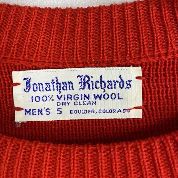 Jonathan Richards Vintage Nordic Ski Sweater Mens S Red 100% Virgin WOOL - Picture 3 of 10